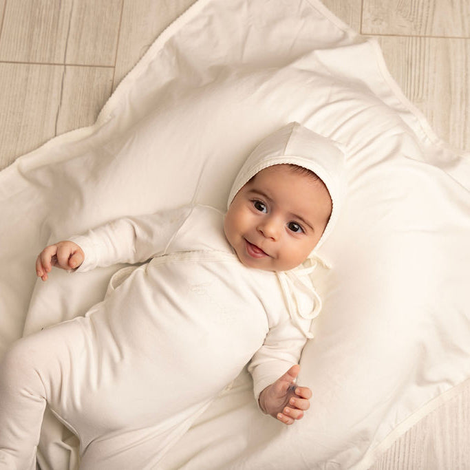 Lovely Footie and Hat Set White
