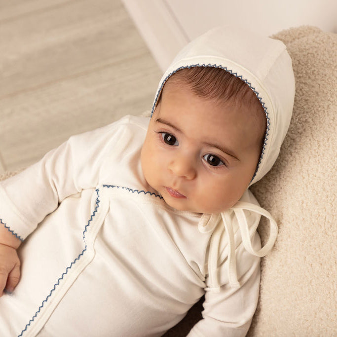 Picot Stitch Wrap Footie White