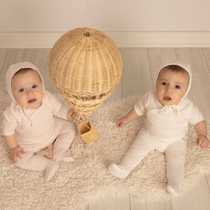 Eyelet 2 Piece, Hat and Blanket Set White