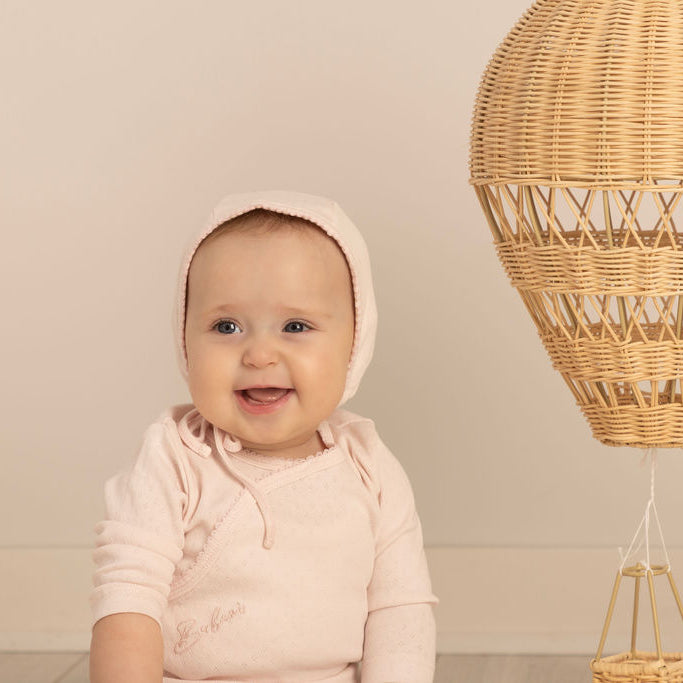 Eyelet 2 Piece, Hat and Blanket Set Pink