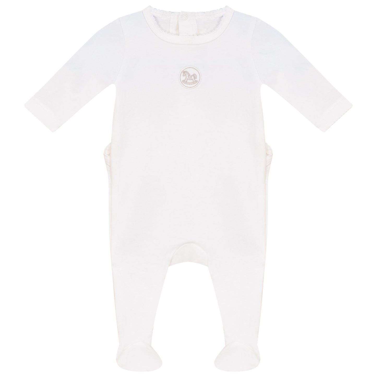 Linen Beige Logo Footie White