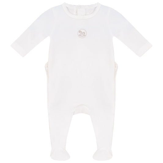 Linen Beige Logo Footie White