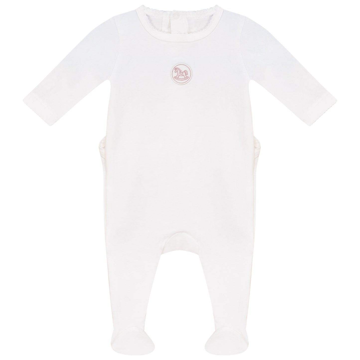 Linen Pink Logo Footie White