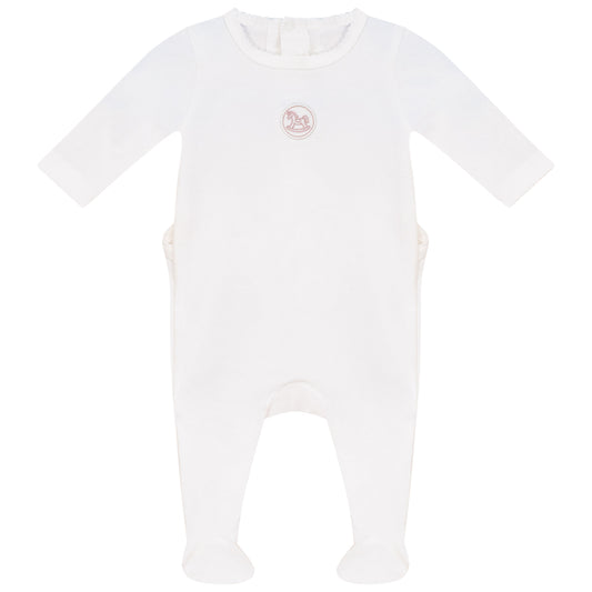 Linen Pink Logo Footie White