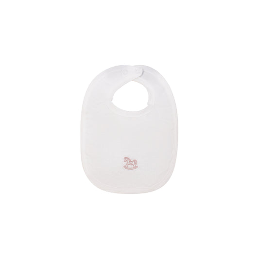 Linen Pink Logo Bib White