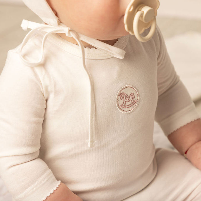 Linen Pink Logo Footie, Hat and Blanket Set White