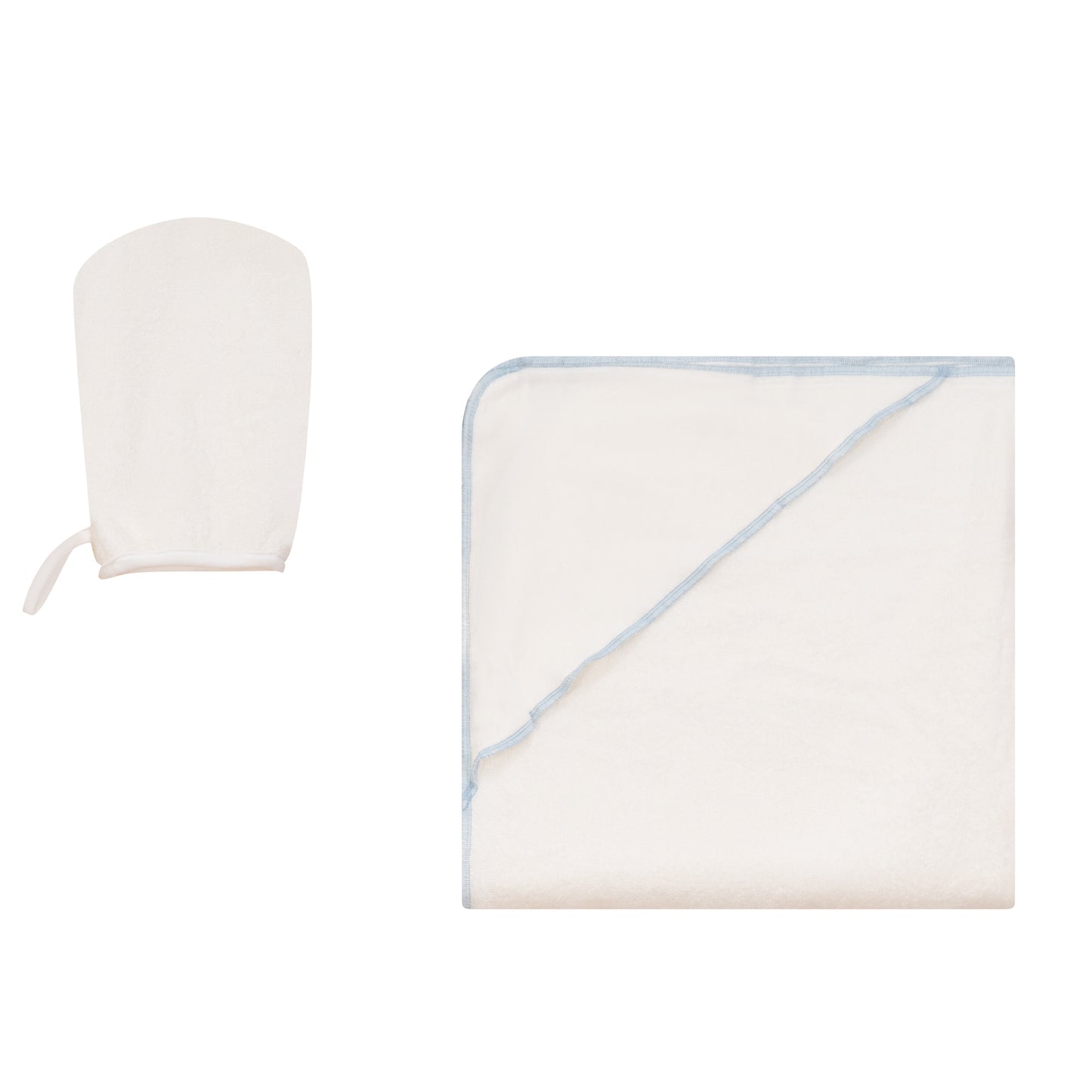 Hooded Towel with Overlock Stitching Blue