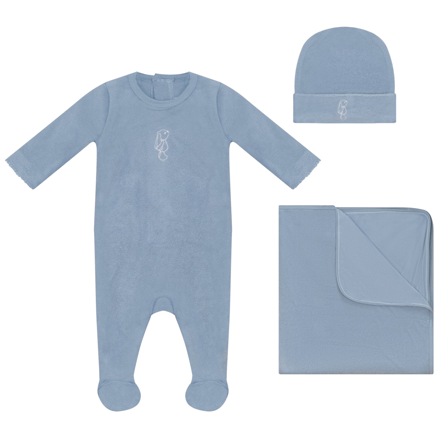 Little Bunny Terry Footie, Hat and Blanket Set Boys