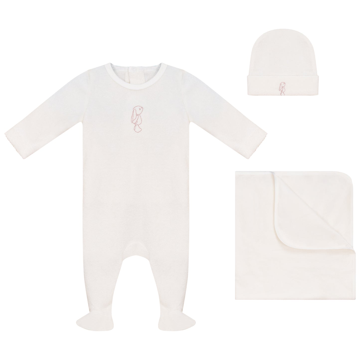 Little Bunny Terry Footie, Hat and Blanket Set Girls