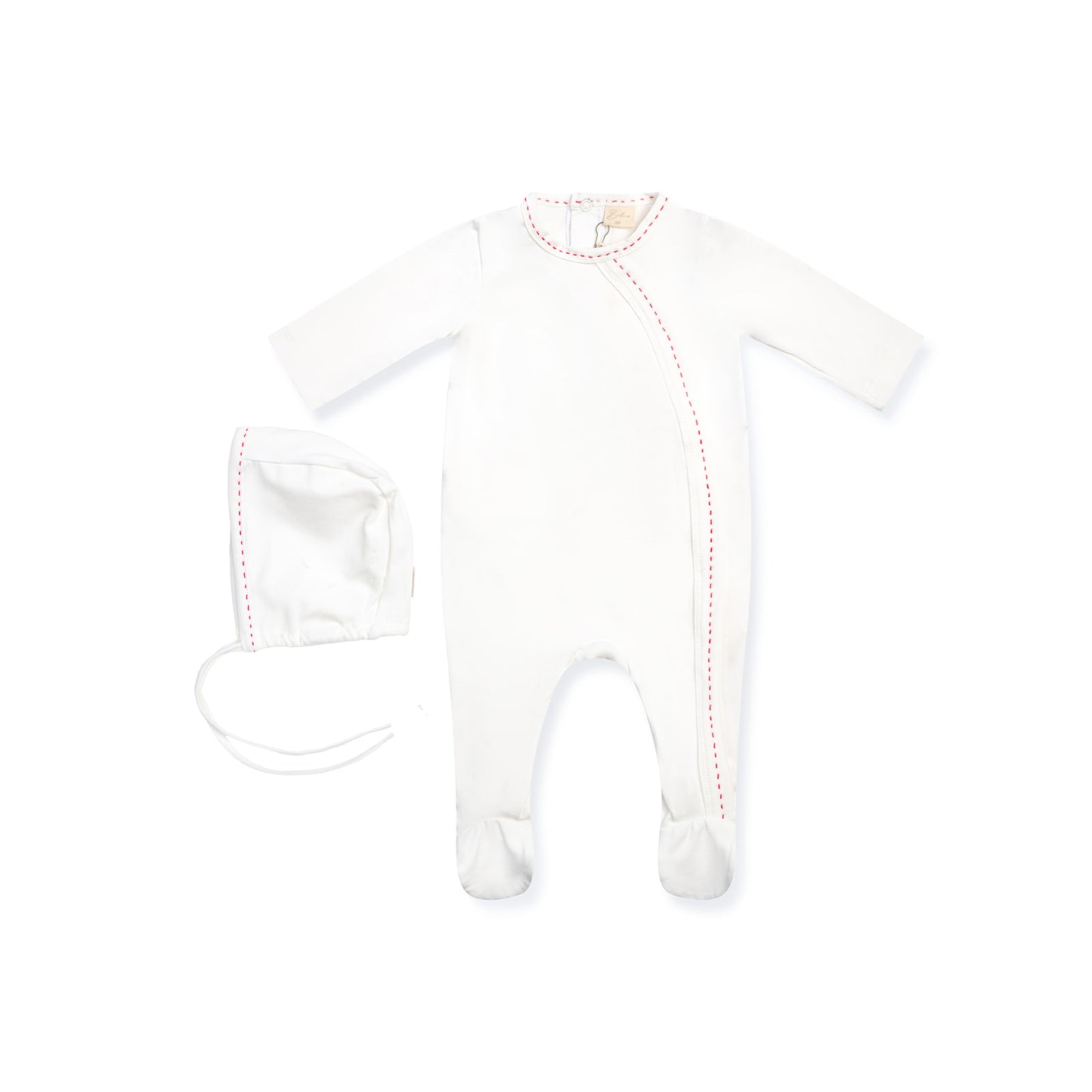 Stitching Footie with Bonnet Pink