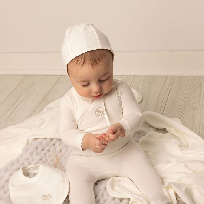 Linen Beige Logo Bib White
