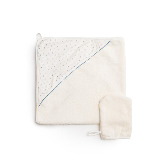 Hooded Towel with All Over B Hood Blue