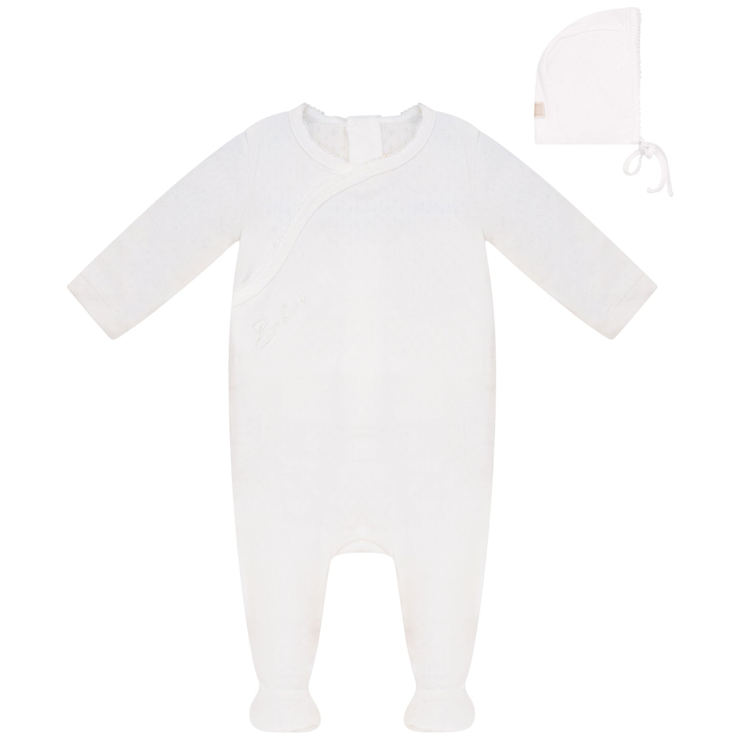 Eyelet Footie and Hat Set White
