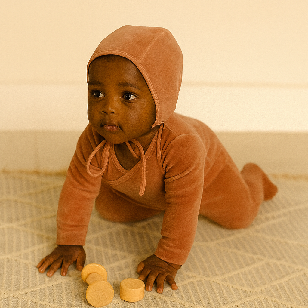 Fur Trim Wrap Footie with Bonnet Pink