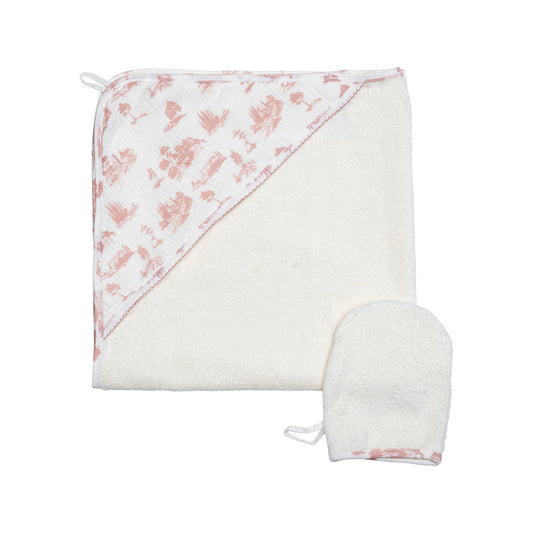 Hooded Towel with Forest Hood Pink