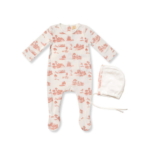 Forest Footie with Bonnet Pink