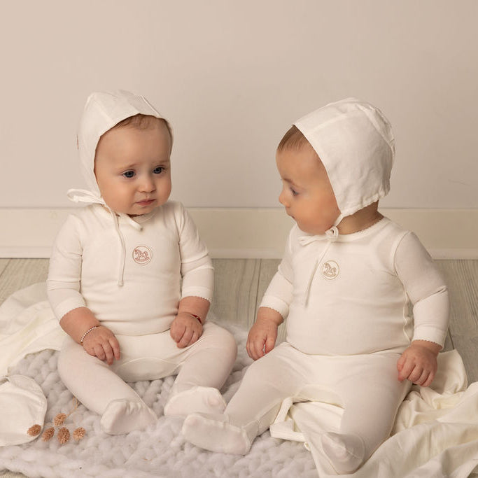 Linen Pink Logo Bib White