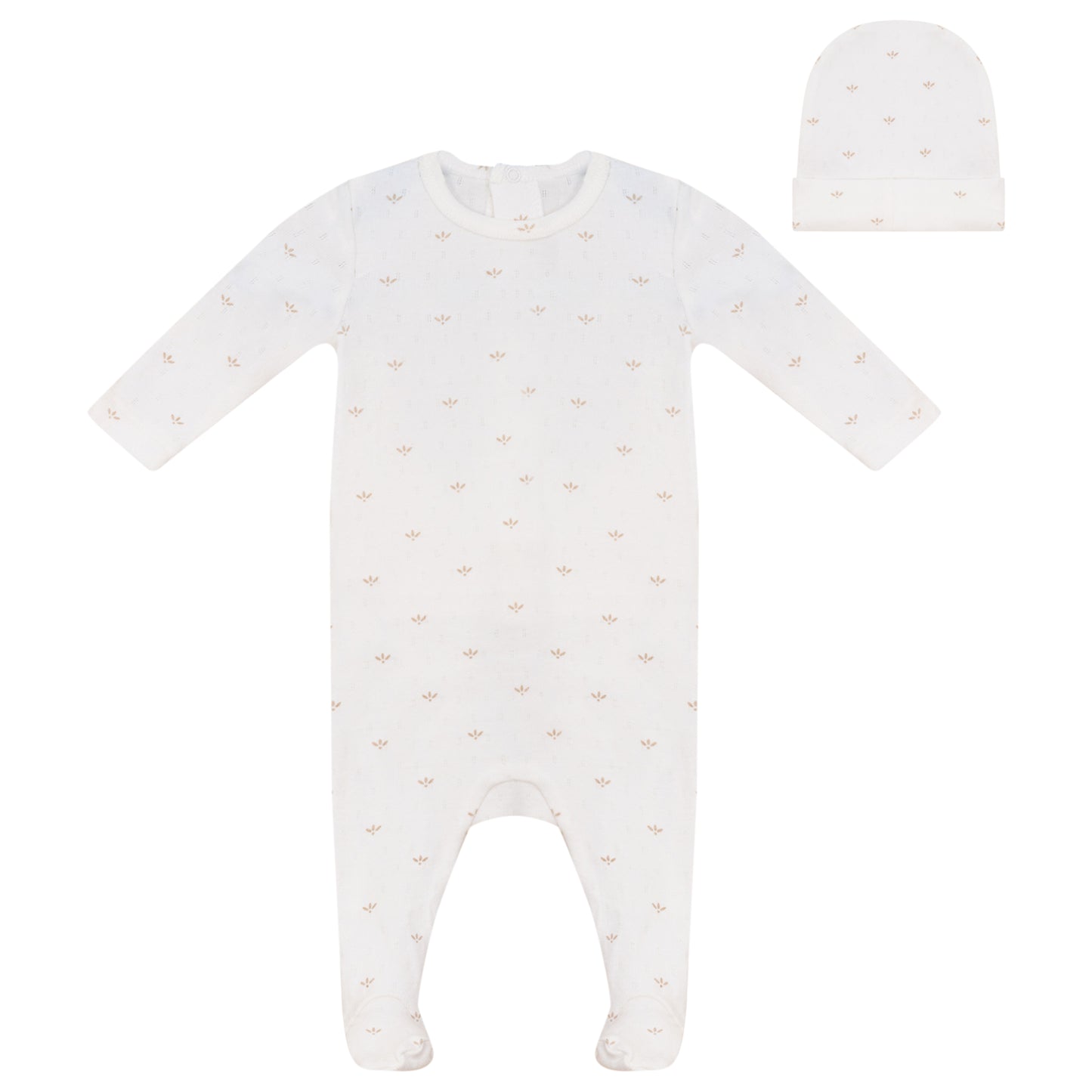 Eyelet Leaf Footie and Hat Set