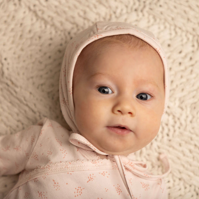 Flower Footie, Hat and Blanket Set Pink