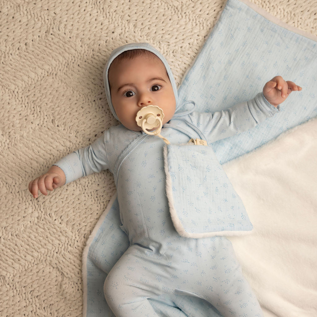 Flower Pacifier Lovey Blanket Blue