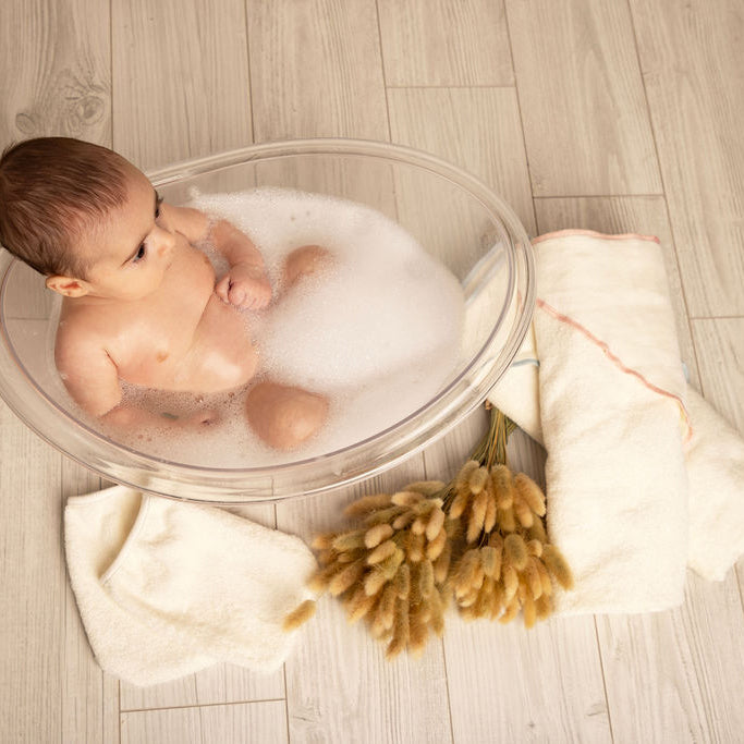 Hooded Towel with Overlock Stitching Blue