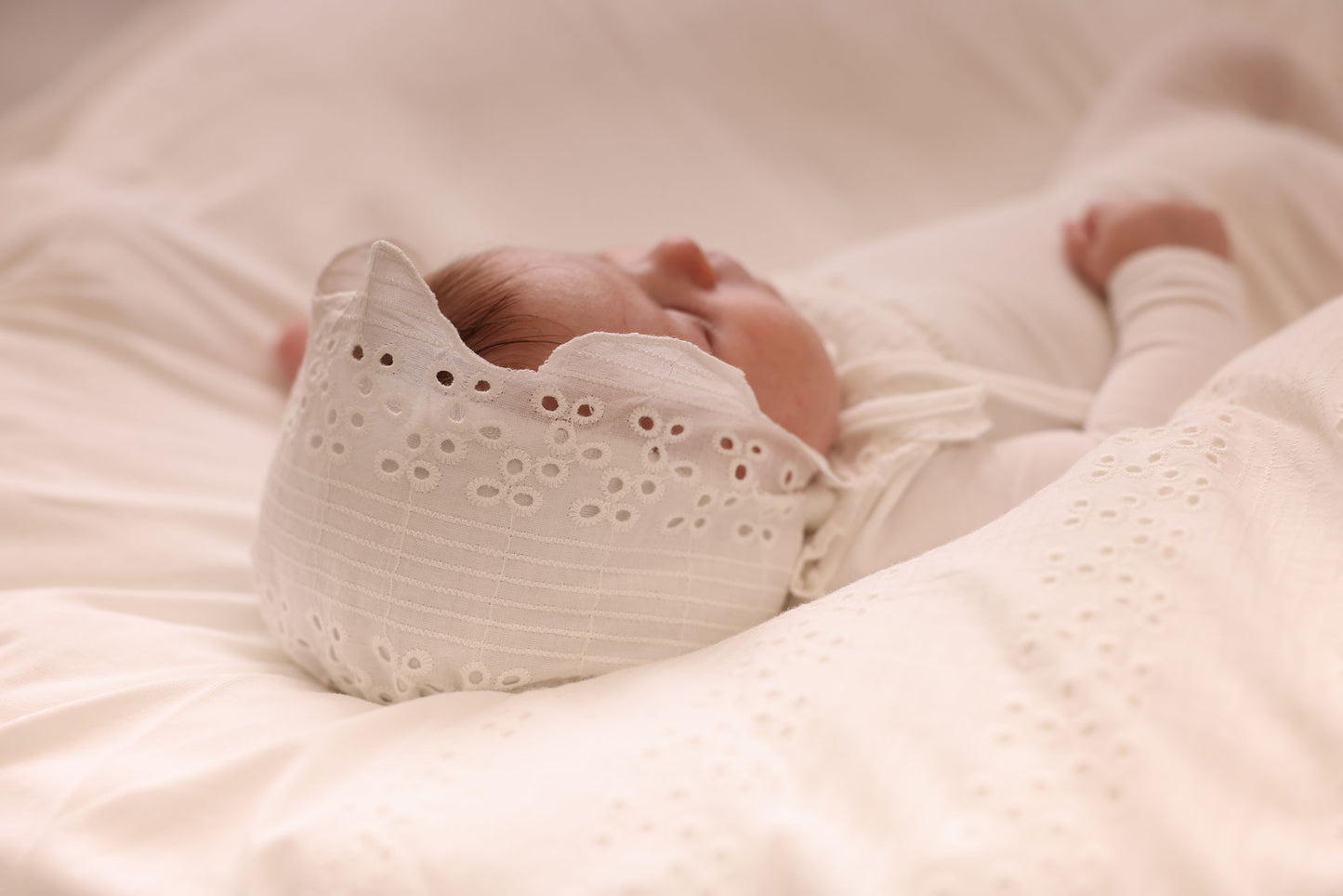 Eyelet Ruffle Bonnet