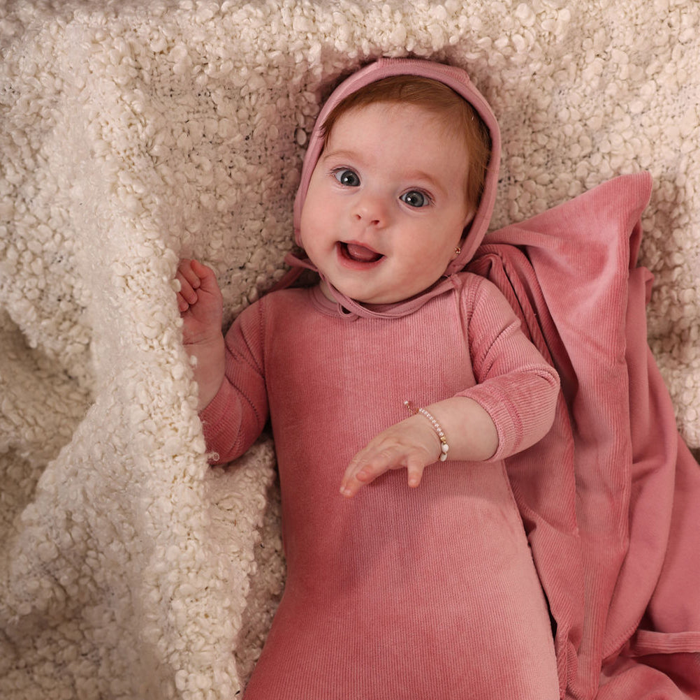 Ribbed Footie, Hat and Blanket Set Girls