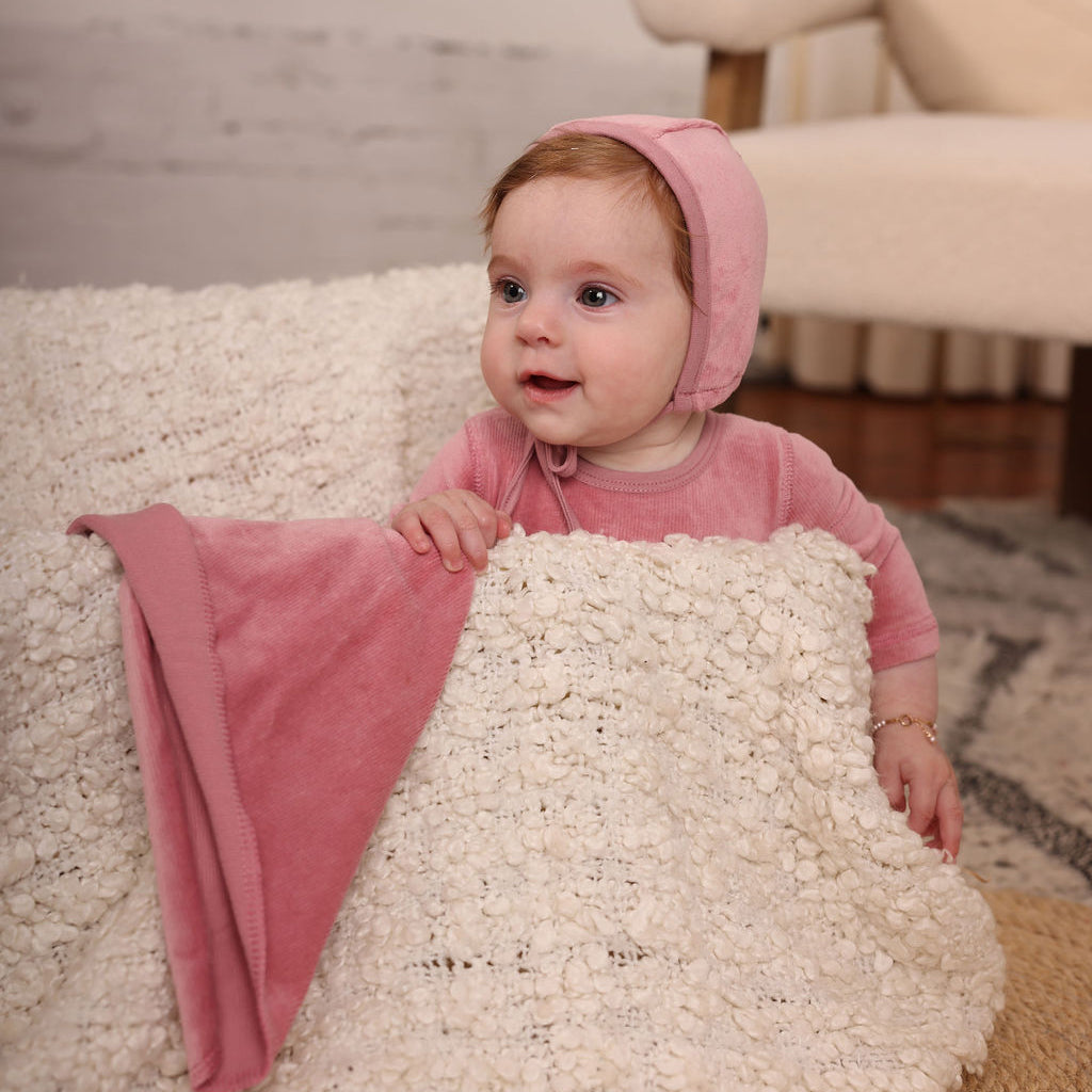 Ribbed Footie, Hat and Blanket Set Girls