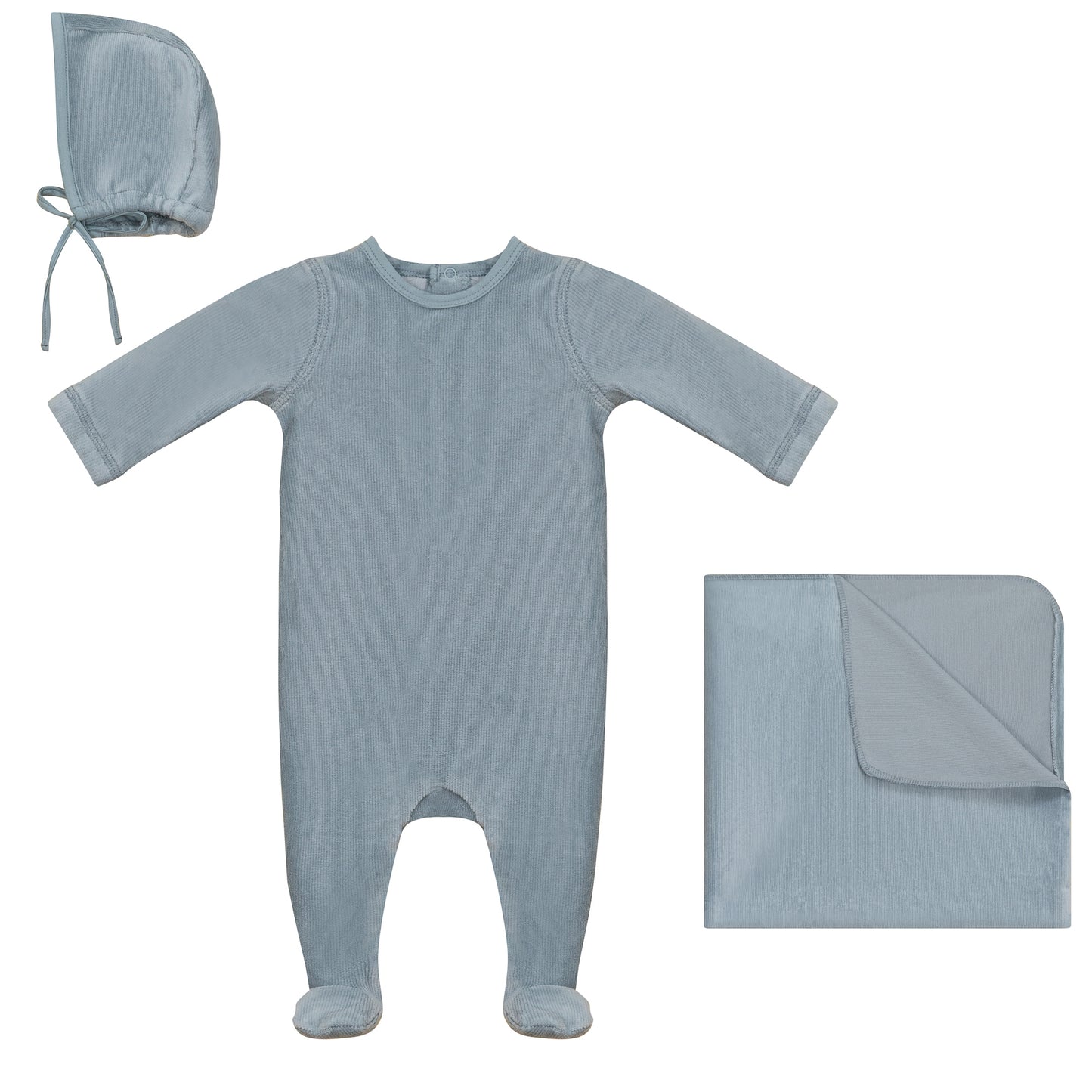 Ribbed Footie, Hat and Blanket Set Boys