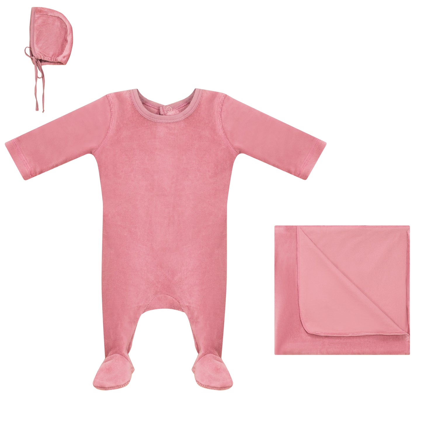 Ribbed Footie, Hat and Blanket Set Girls