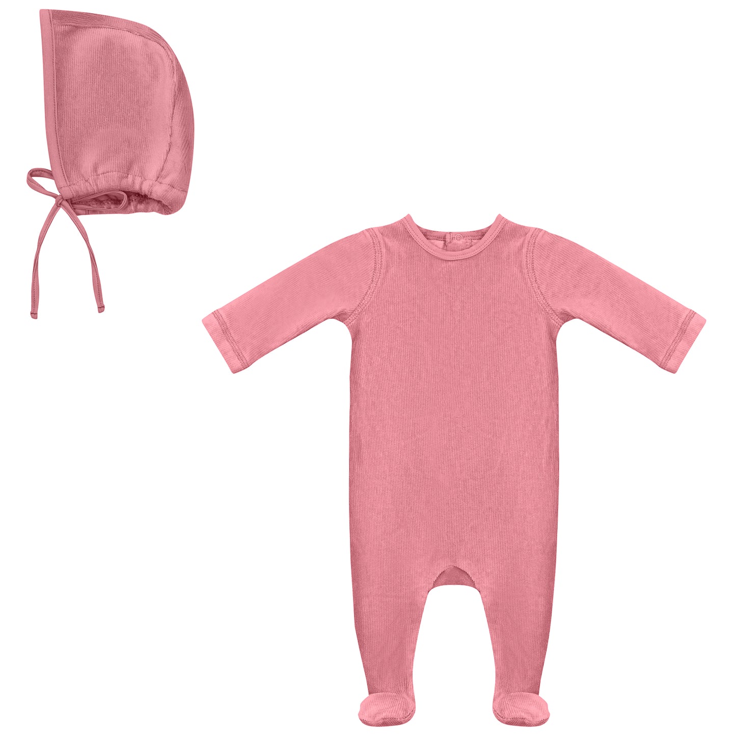 Ribbed Footie and Hat Set Girls