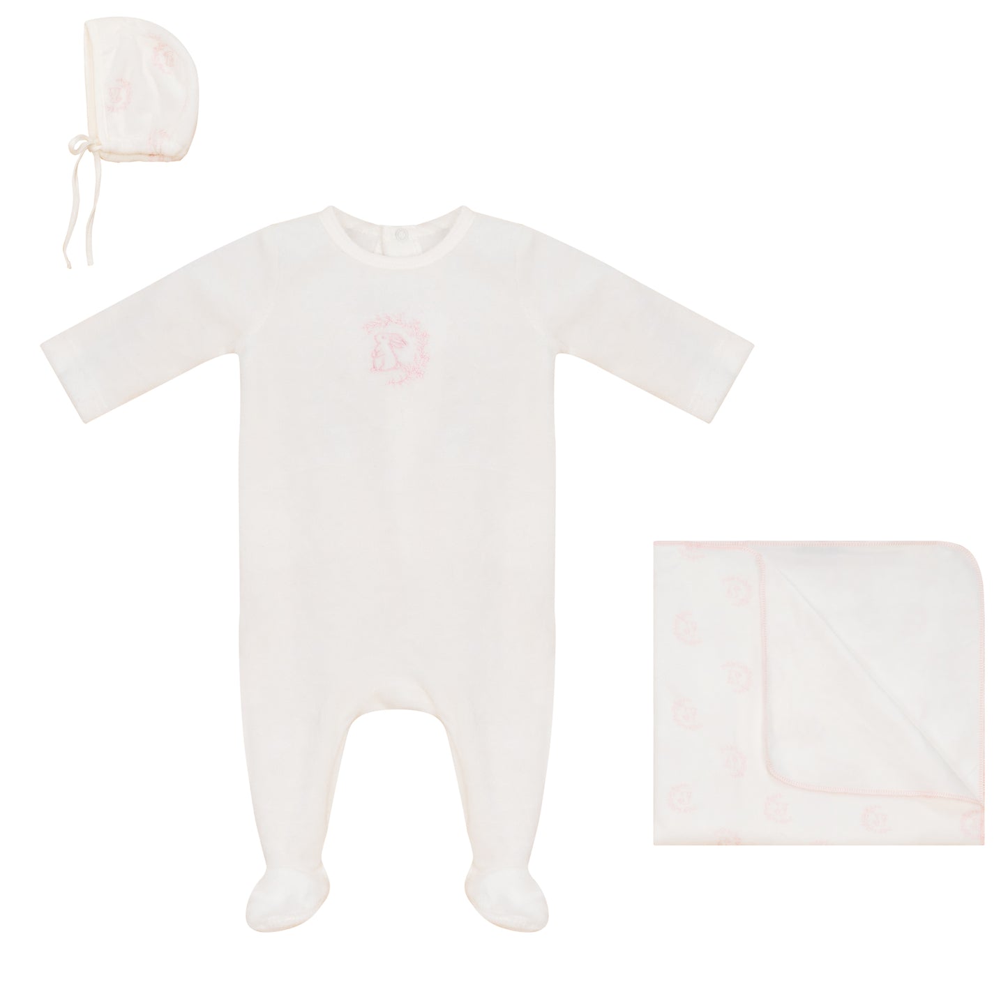 Bunny Footie, Bonnet and Blanket Set Girls