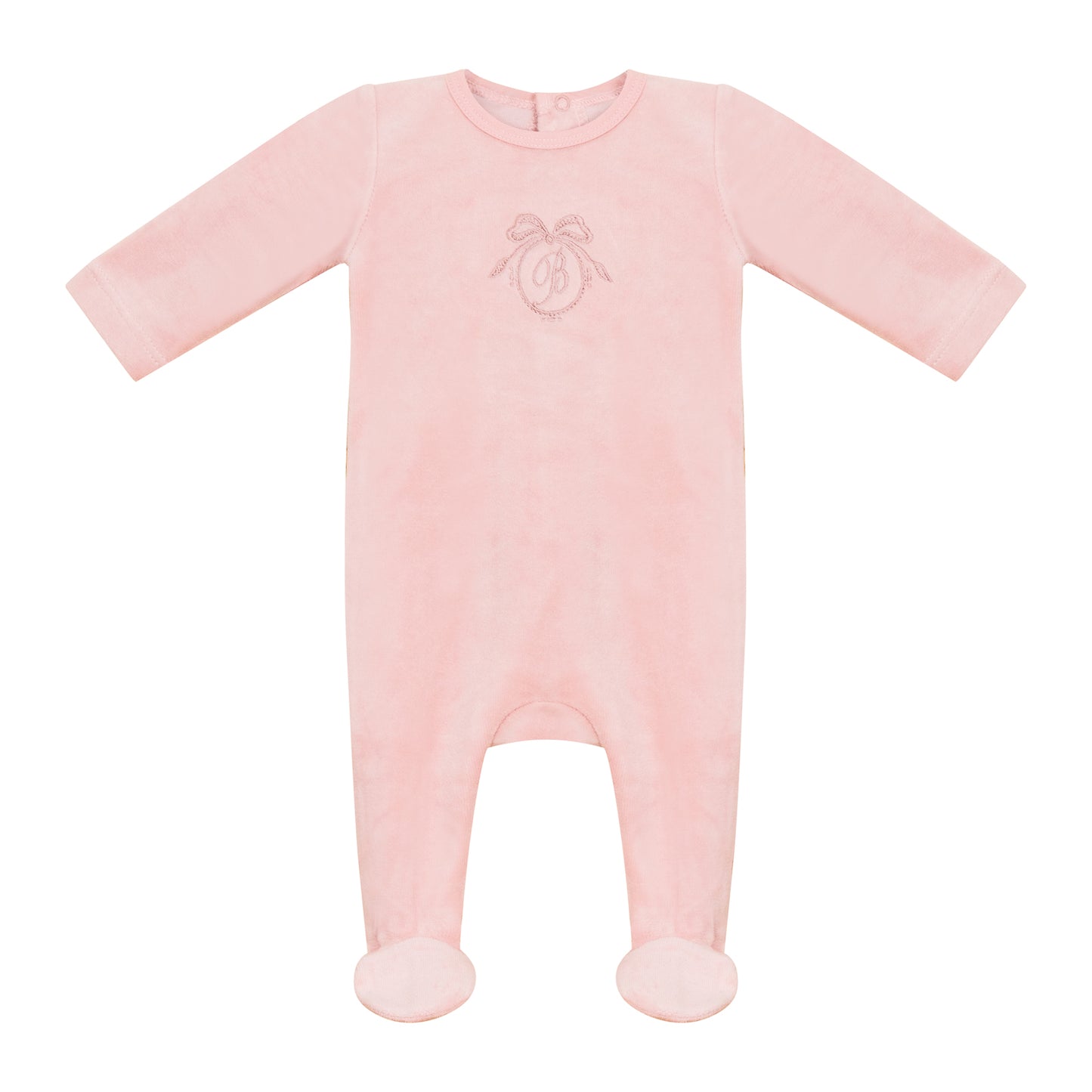 Embroidered B Footie Pink