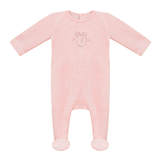 Embroidered B Footie Pink