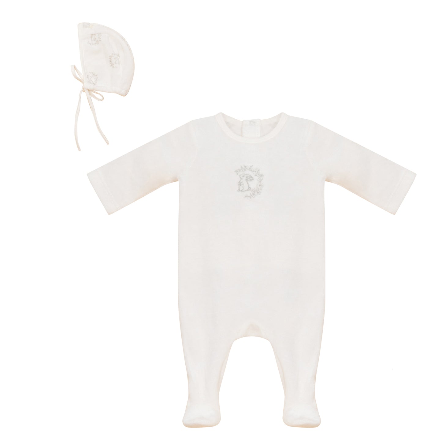 Bunny Footie and Bonnet Set Boys
