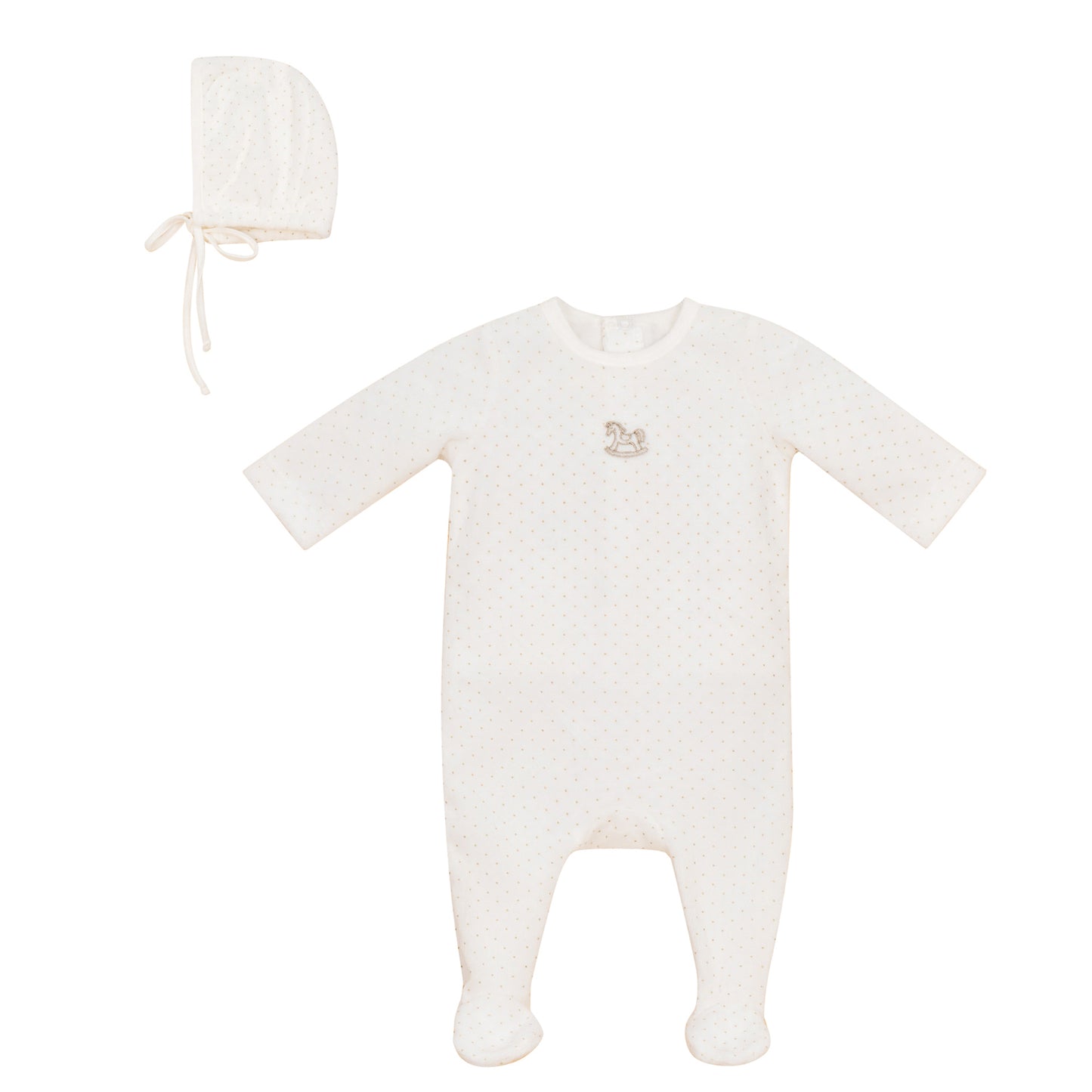 Dot Footie and Bonnet Set