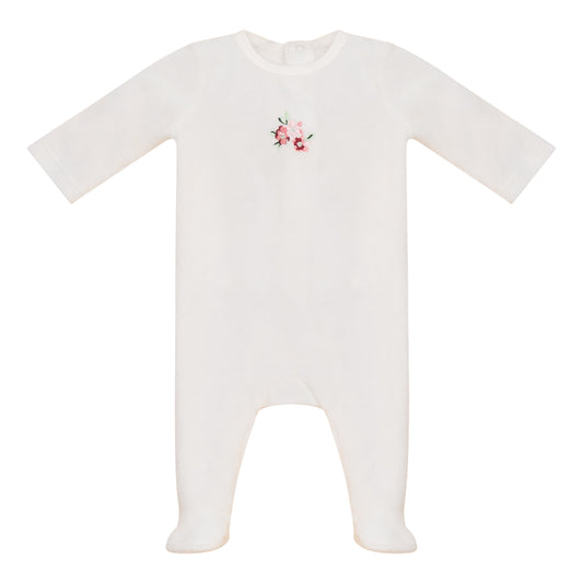 Little Embroidered Flower Footie