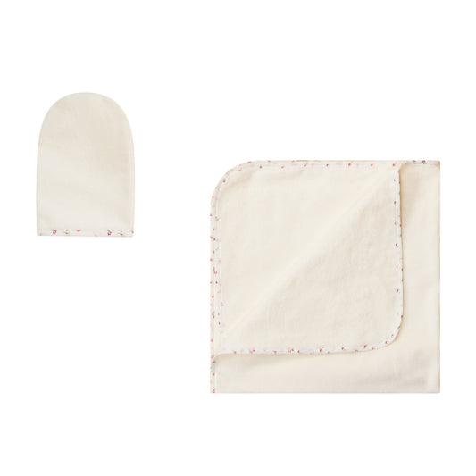 Hooded Towel with Floral Binding and Picot Stitch