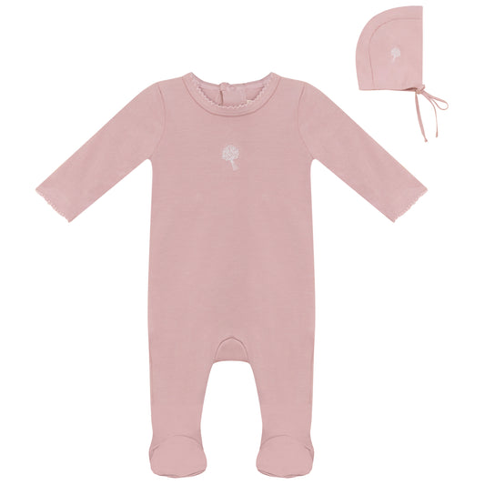 Flower Bunch Footie and Hat Set Mauve