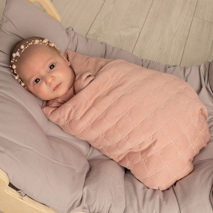 Footie with Quilted Bonnet and Blanket Pink