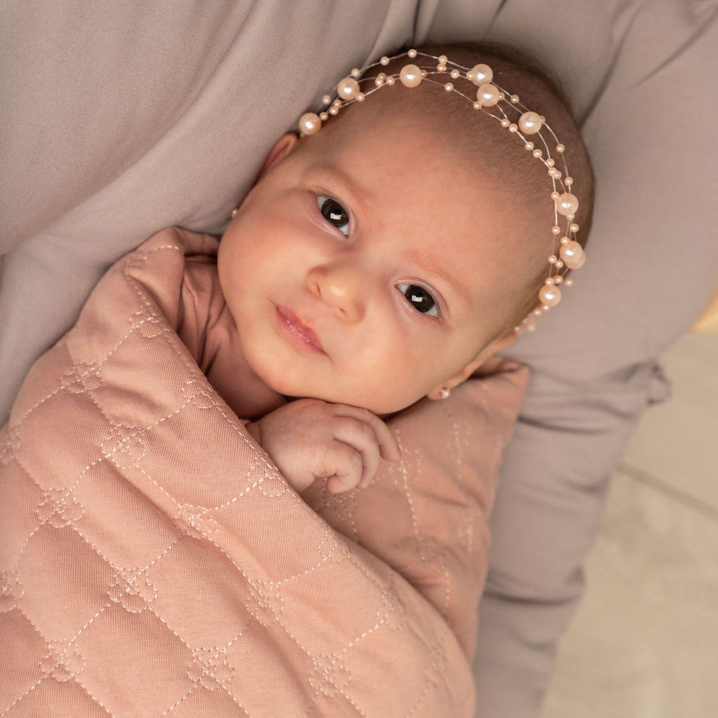 Footie with Quilted Bonnet and Blanket Pink