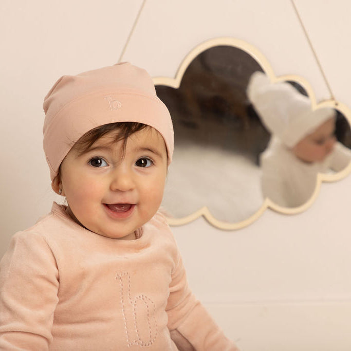 Puffed B Footie with Hat and Blanket Pink