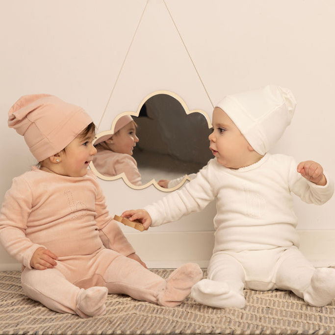 Puffed B Footie with Hat and Blanket Pink