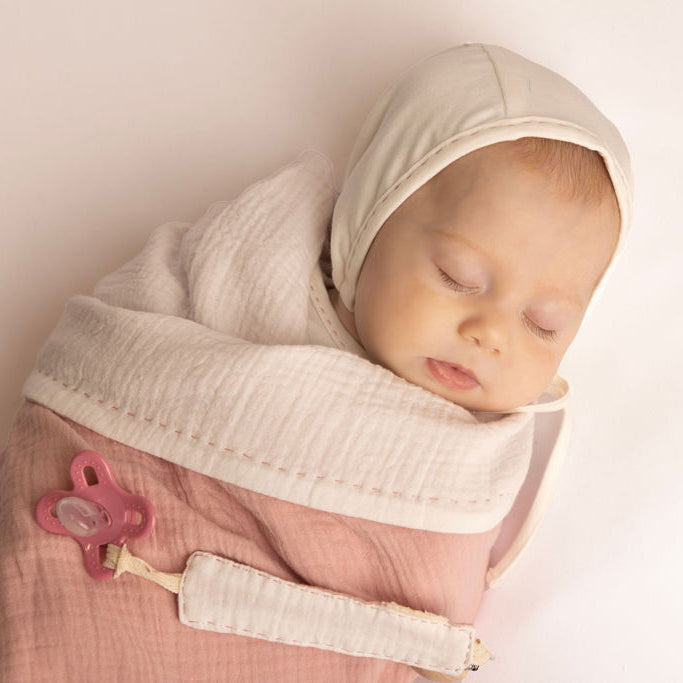 Neckline Pink Stitch Footie, Hat and Blanket Set