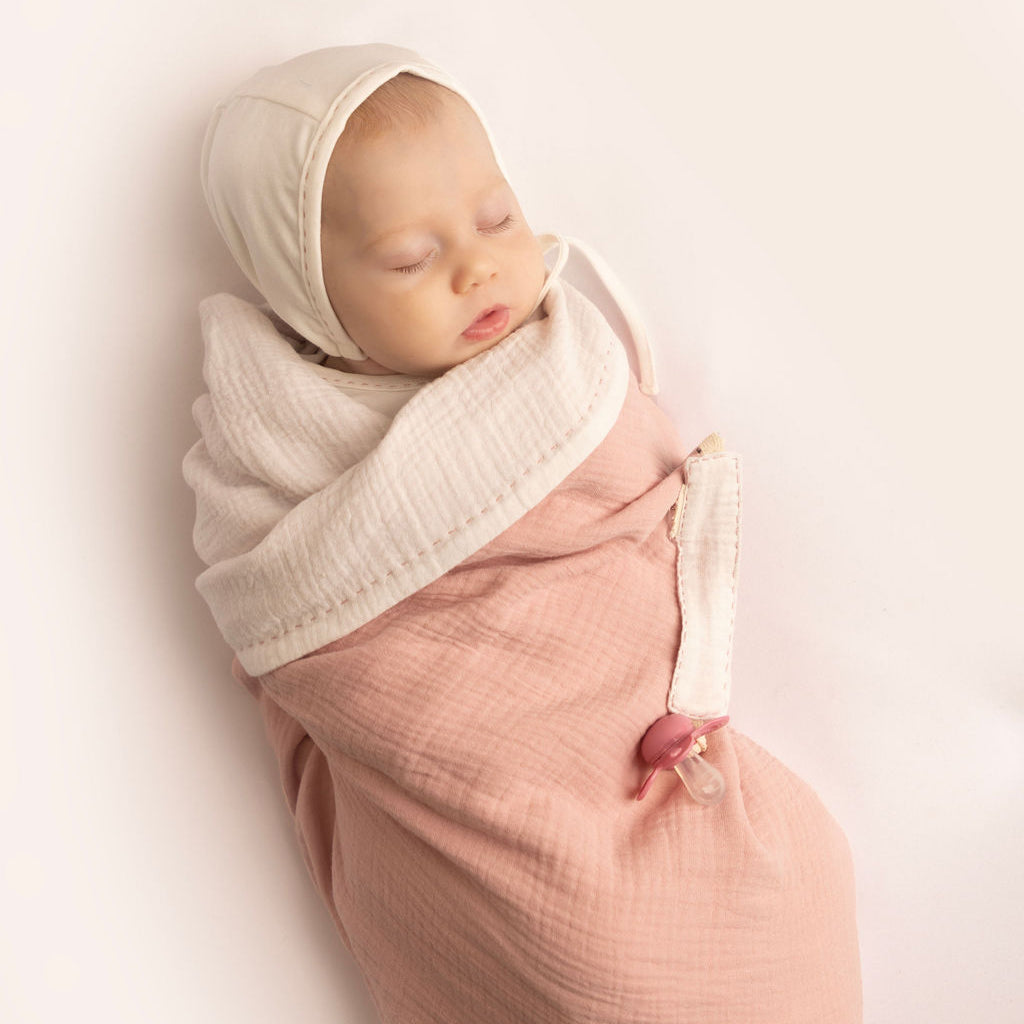 Neckline Pink Stitch Footie, Hat and Blanket Set
