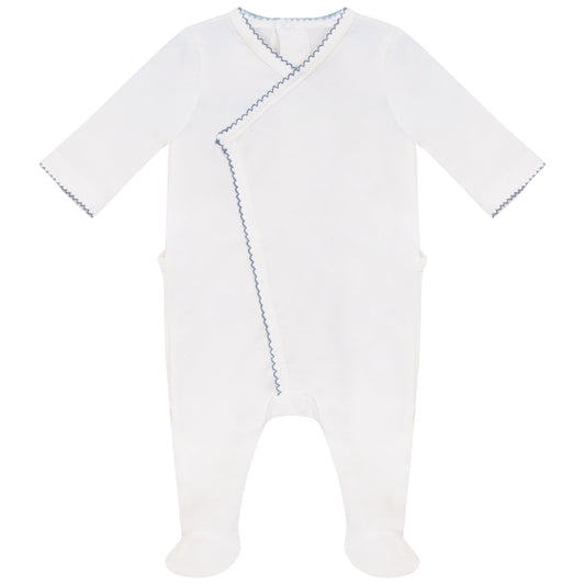 Picot Stitch Wrap Footie White