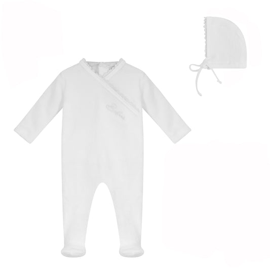 Lace Wrap Footie and Hat Set [475W272B]