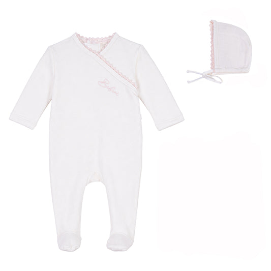 Lace Wrap Footie and Bonnet Set [475W272G]
