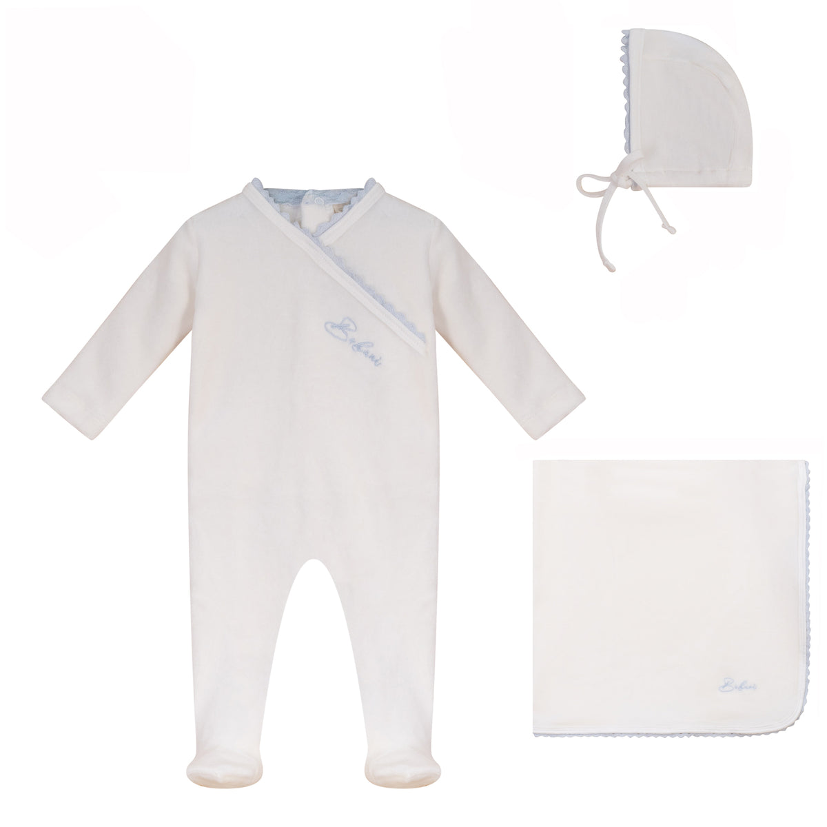 Lace Wrap Footie, Hat and Blanket Set [475W273B]