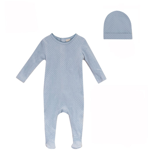 Polka Dot Footie and Hat Set [477W272B]